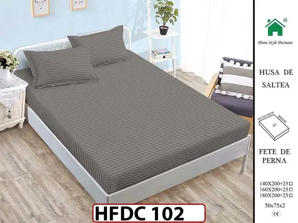 Husa de Pat din Finet + 2 Fete de Perne - Saltea 140x200 - Pat 2 Persoane -HFDC102