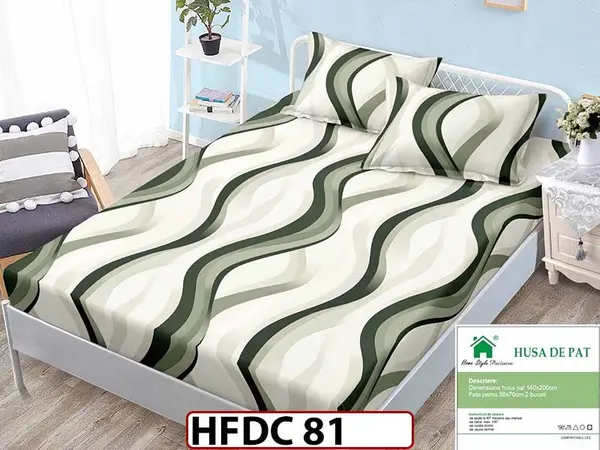 Husa de Pat din Finet + 2 Fete de Perne - Saltea 140x200 - Pat 2 Persoane - HFDC 81