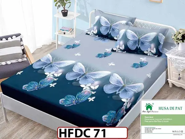 Husa de Pat din Finet + 2 Fete de Perne - Saltea 140x200 - Pat 2 Persoane - HFDC 71