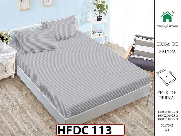 Husa de Pat din Finet + 2 Fete de Perne - Saltea 140x200 - Pat 2 Persoane -HFDC113