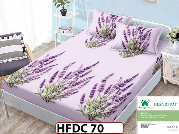 Husa de Pat din Finet + 2 Fete de Perne - Saltea 140x200 - Pat 2 Persoane - HFDC 70