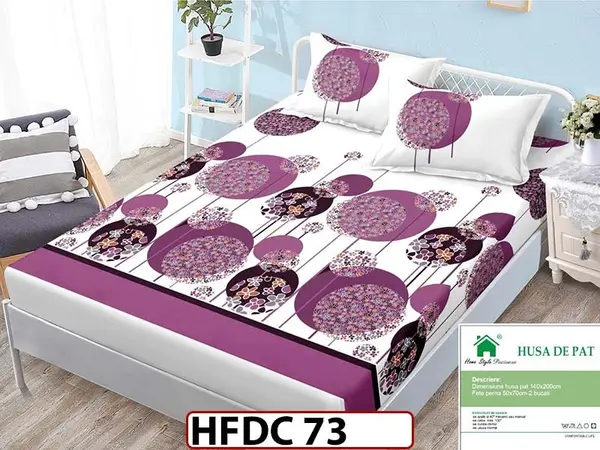 Husa de Pat din Finet + 2 Fete de Perne - Saltea 140x200 - Pat 2 Persoane - HFDC 73