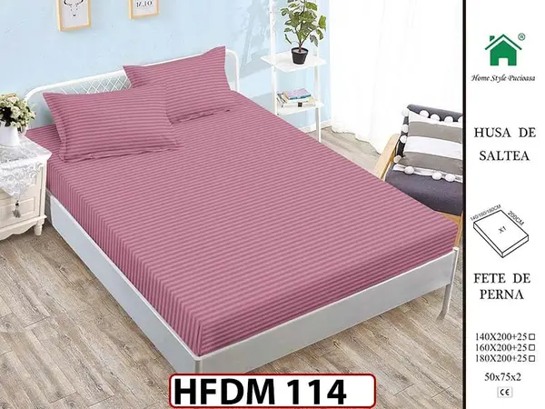 Husa de Pat din Finet + 2 Fete de Perne - Saltea 160x200 - Pat 2 Persoane - HFDM114