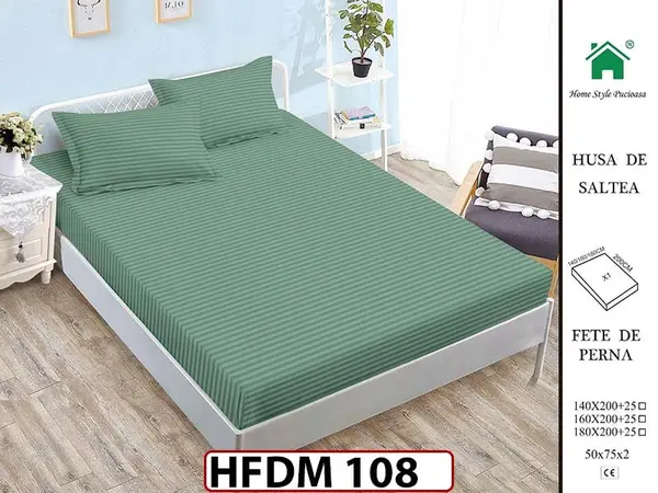Husa de Pat din Finet + 2 Fete de Perne - Saltea 160x200 - Pat 2 Persoane - HFDM108