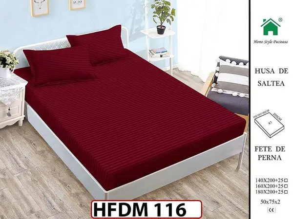 Husa de Pat din Finet + 2 Fete de Perne - Saltea 160x200 - Pat 2 Persoane - HFDM116