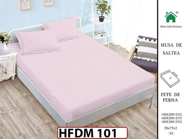 Husa de Pat din Finet + 2 Fete de Perne - Saltea 160x200 - Pat 2 Persoane - HFDM101