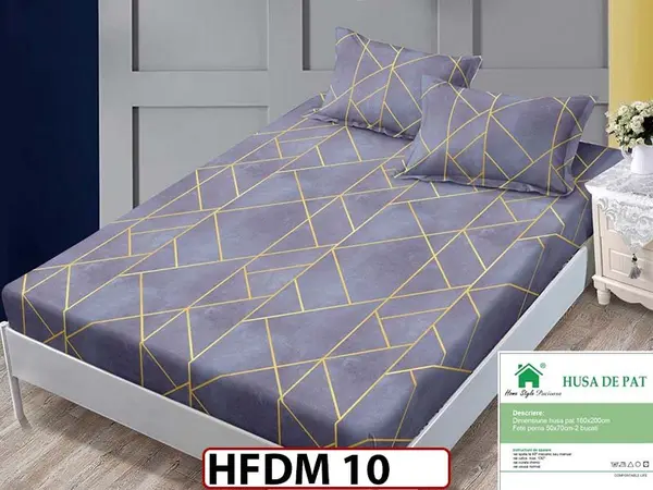Husa de Pat din Finet + 2 Fete de Perne - Saltea 160x200 - Pat 2 Persoane - HFDM10