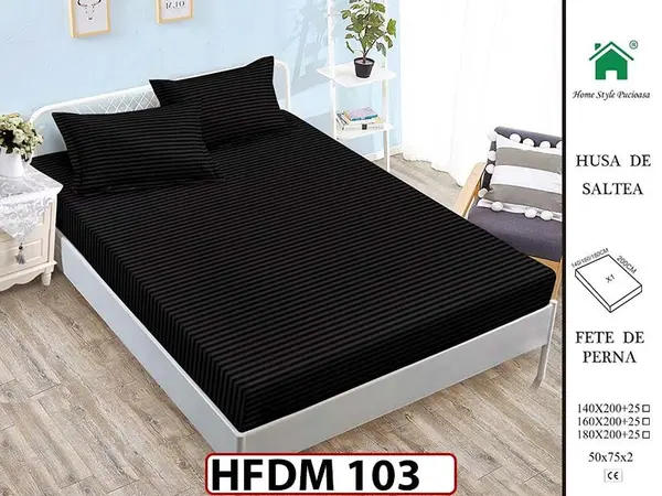 Husa de Pat din Finet + 2 Fete de Perne - Saltea 160x200 - Pat 2 Persoane - HFDM103