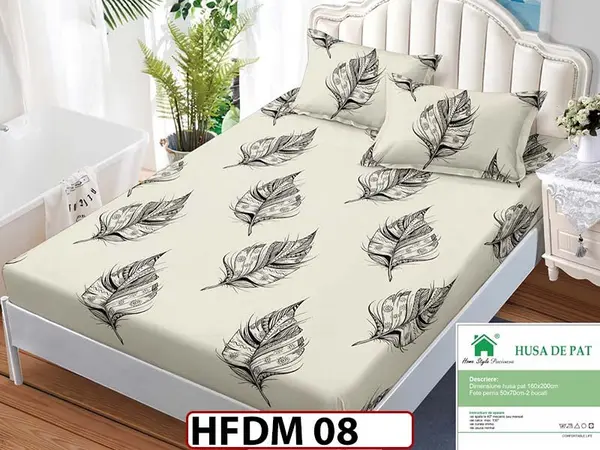 Husa de Pat din Finet + 2 Fete de Perne - Saltea 160x200 - Pat 2 Persoane - HFDM08