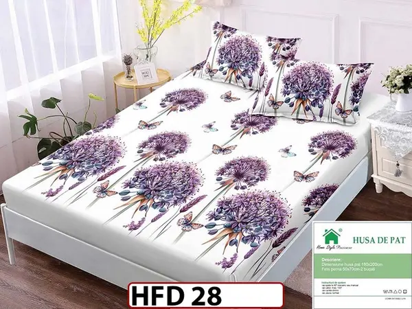 Husa de Pat din Finet + 2 Fete de Perne - Saltea 180x200 - Pat 2 Persoane - HFD28