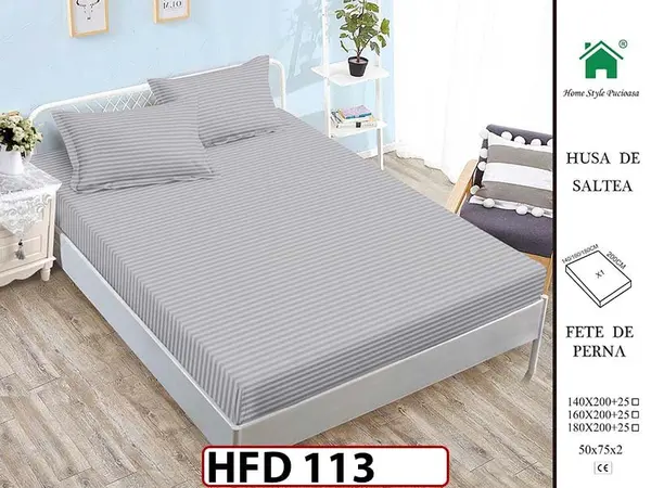 Husa de Pat din Finet + 2 Fete de Perne - Saltea 180x200 - Pat 2 Persoane - HFD113
