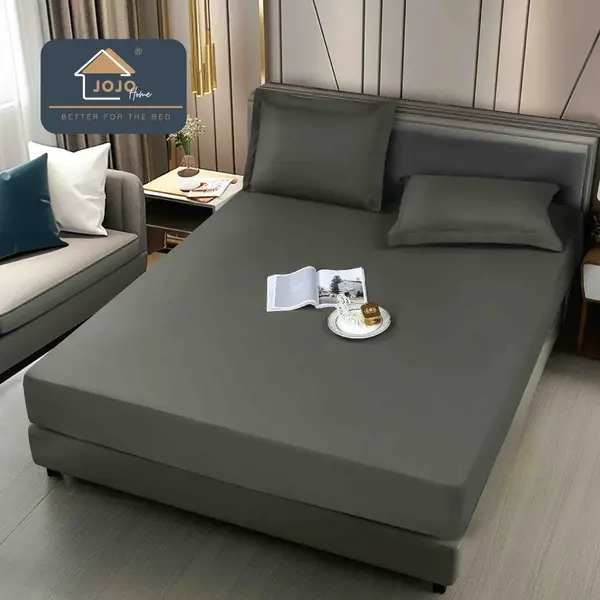 Husa de Pat Impermeabila, Jojo Home, 160x200cm, cu Fete de Perna 50x70cm, Gri inchis