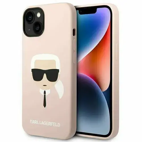 Husa de protectie Karl Lagerfeld Liquid Silicone Karl Head MagSafe Compatible pentru iPhone 14 Plus (Roz)