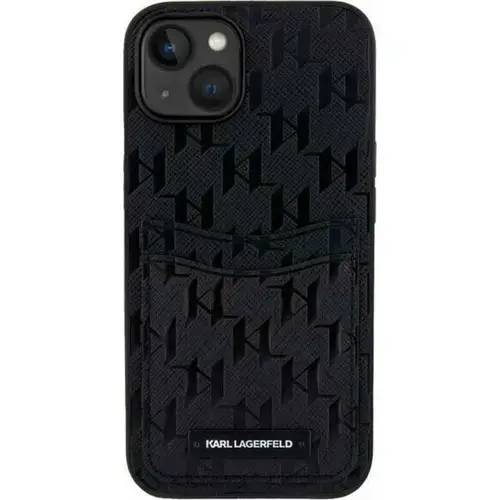 Husa de protectie Karl Lagerfeld Saffiano Monogram Card Slot pentru iPhone 14 (Negru)