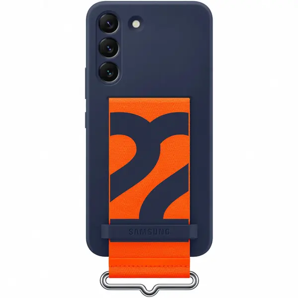 Husa de protectie Samsung Silicone Cover with Strap pentru Galaxy S22, Navy