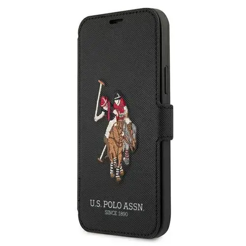 Husa de protectie US Polo Assn. Embroidery pentru Apple iPhone 12 Mini, Piele ecologica (Negru)