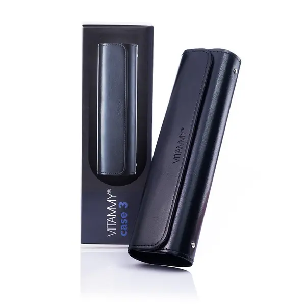 Husa de protectie Vitammy Case 3, din piele ecologica, dedicata periutelor de dinti electrice Vitammy: Aurum, Pearl+, Platinum, Symphony, Smils, Harmony, Splash, Dino, Negru