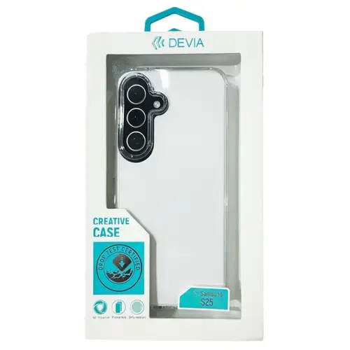 Husa Devia Shark Series Shockproof Samsung Galaxy S25, Transparent