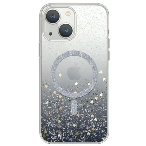 Husa Devia Shiny Series Original Design Magnetic compatibila cu iPhone 15, Transparent / Negru