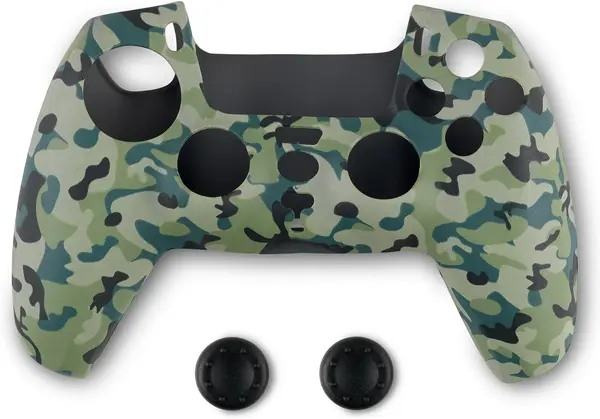 Husă din silicon pentru controler și protecție pentru butoane Spartan Gear - DualSense, camuflaj verde (PS5)