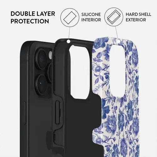 Husa Dual Layer Garden Stories Burga pentru iPhone 16 Pro Max, Albastru