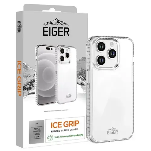 Husa Eiger Ice Grip compatibila cu iPhone 15 Pro Max, Transparent