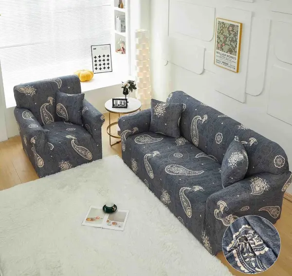 Husa Elastica Pentru Canapea 3 Locuri - L - Jojo Home, Gri, Model Tribal