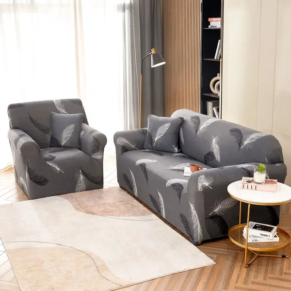 Husa Elastica Pentru Canapea 3 Locuri - L - Jojo Home, Gri, pene