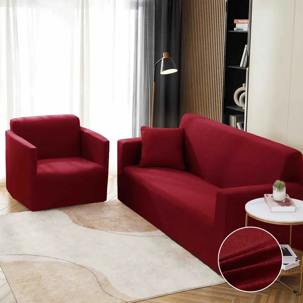 Husa Elastica Pentru Canapea 3 Locuri - L - Jojo Home, Visiniu