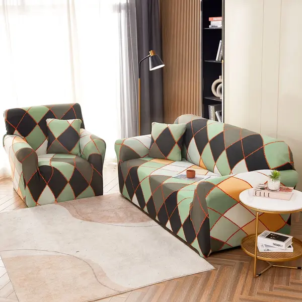 Husa Elastica Pentru Fotoliu cu brate, Jojo Home, Multicolor, forme geometrice