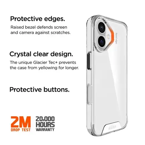 Husa Glacier Case Eiger pentru iPhone 16, Transparenta