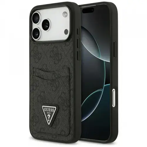 Husa Guess 4G Double Card Triangle pentru Apple iPhone 17 Pro Max, Neagra