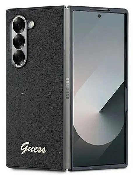Husă Guess - Glitter Flakes Metal Logo, Galaxy Z Fold 6, negru