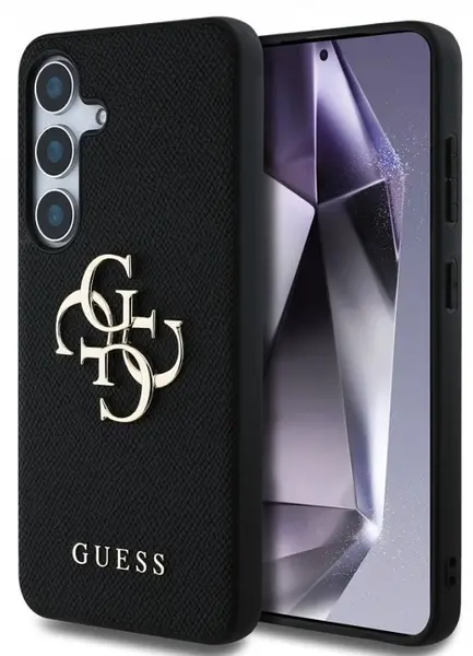 Husă Guess - Grained Metal Logo, Galaxy S25 Plus, negru