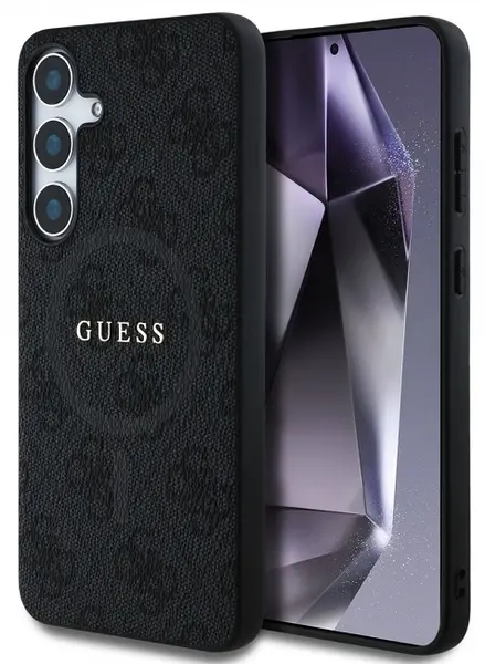 Husă Guess - Leather, Galaxy S25 Plus, MagSafe, negru