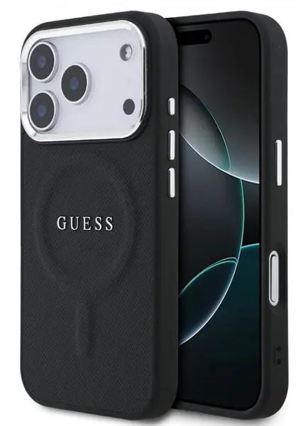 Husă Guess - Saffiano, iPhone 17 Pro Max, MagSafe, negru