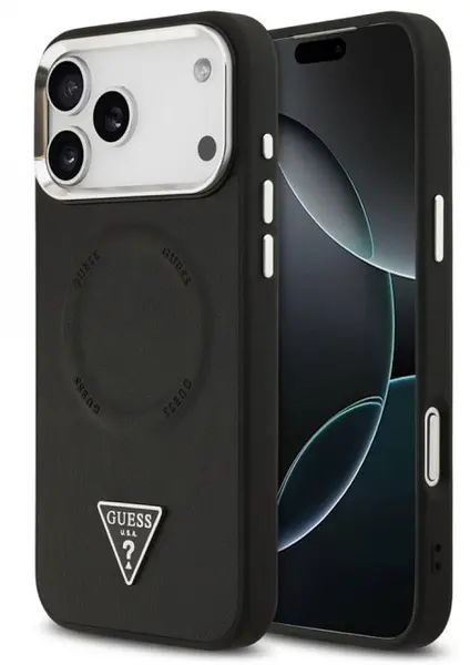 Husă Guess - Triangle Logo, iPhone 17 Pro, MagSafe, negru