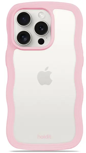 Husă Holdit - Wavy, iPhone 14 Pro Max, transparent/roz