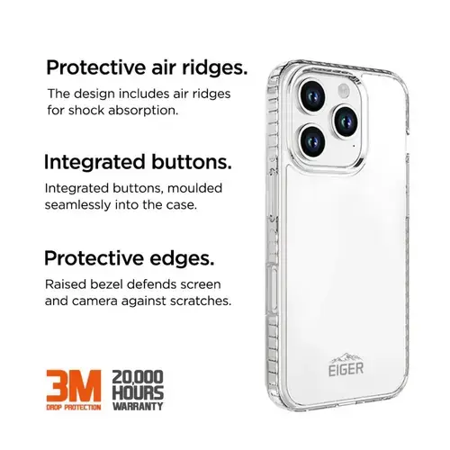 Husa Ice Grip Eiger pentru iPhone 16 Pro, Transparenta