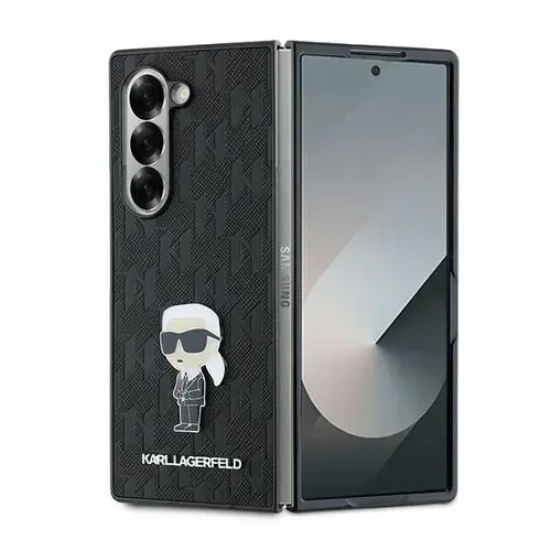Husa Karl Lagerfeld Saffiano Monogram Ikonik pentru Samsung Galaxy Z Fold6 F956, Neagra