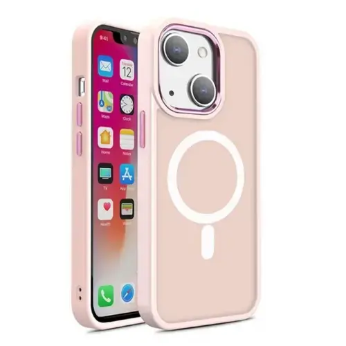 Husa Lemontti Color Matte MagSafe compatibila cu iPhone 15 Plus, Roz