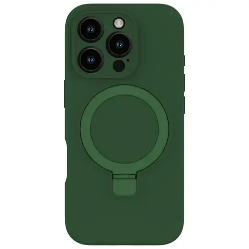 Husa Lemontti Liquid Silicon MagSafe iPhone 16 Pro Max, cu suport, Verde