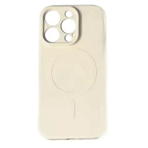 Husa Lemontti Silicon compatibila cu iPhone 15 Pro Max MagSafe, Crem