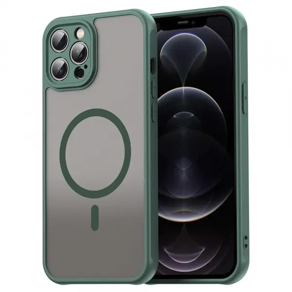 Husa MagSafe pentru Apple iPhone 12 Pro Max, Techsuit, HaloFrost II, Verde