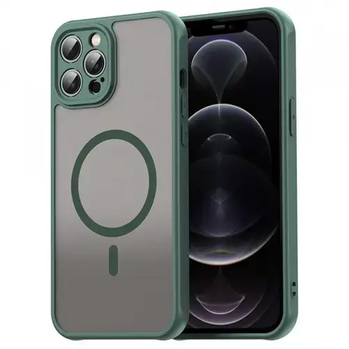 Husa MagSafe pentru Apple iPhone 12 Pro Max, Techsuit, HaloFrost II, Verde