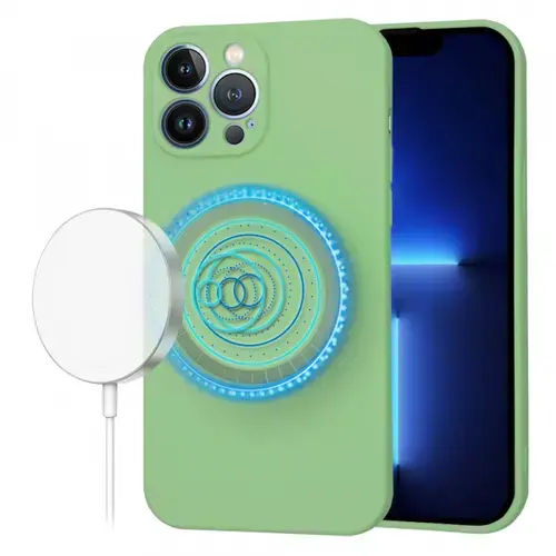 Husa MagSafe pentru Apple iPhone 13 Pro Max, Techsuit, SoftFlex, Verde Deschis