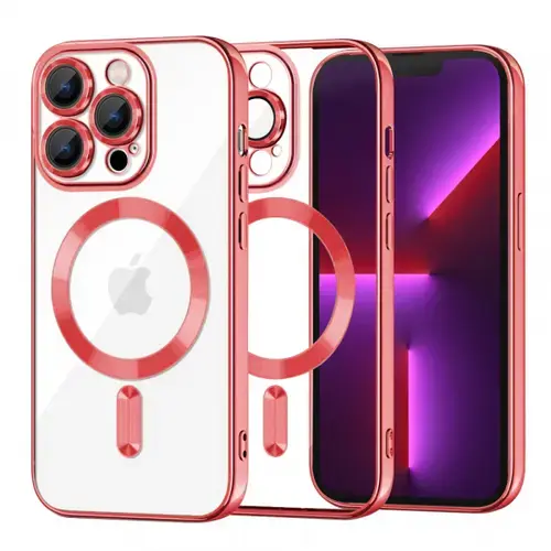 Husa MagSafe pentru Apple iPhone 13 Pro, Techsuit, Luxury Crystal, Rosie