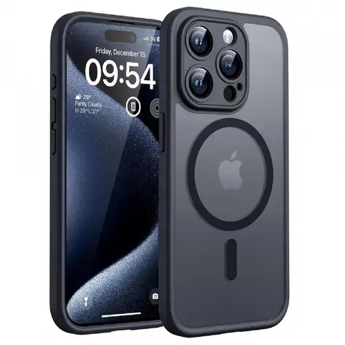 Husa MagSafe pentru Apple iPhone 13 Pro, Techsuit, PureFrost, Neagra