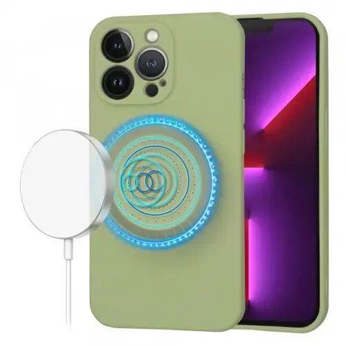 Husa MagSafe pentru Apple iPhone 13 Pro, Techsuit, SoftFlex, Verde Matcha