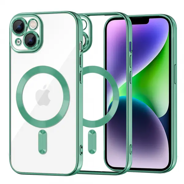 Husa MagSafe pentru Apple iPhone 14 Plus, Techsuit, Luxury Crystal, Verde Deschis